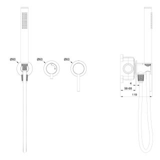 Встраиваемый смеситель для душевой системы Wonzon & Woghand Stick WW-838017-BG брашированное золото